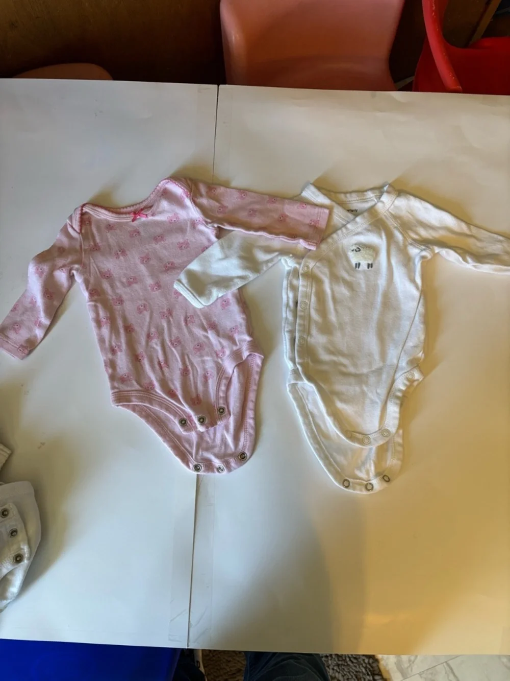 Carter's Pink & White Long-Sleeve Baby Bodysuit Set